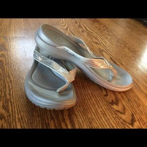 Crocs platform flip flops